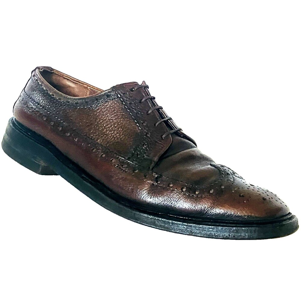 Goodyear Welt Vtg Wingtip Shoes Benchmade Leather 11 Brown  Brogue Derby 457102